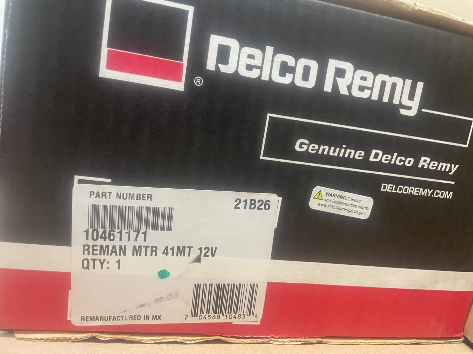 Delco Remy Reman MTR 41MT 12V Starter P/N 10461171