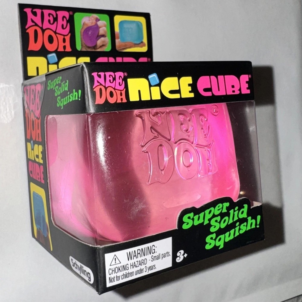 NEW Nee Doh Nice Cube Super Solid Squish Pink Toy, FAST SHIPPING! TL