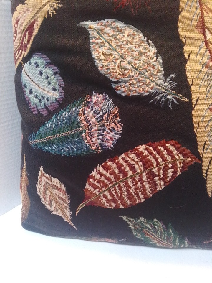 Large Embroidred Pillow Multiple Feather Pattern 20" X 20"
