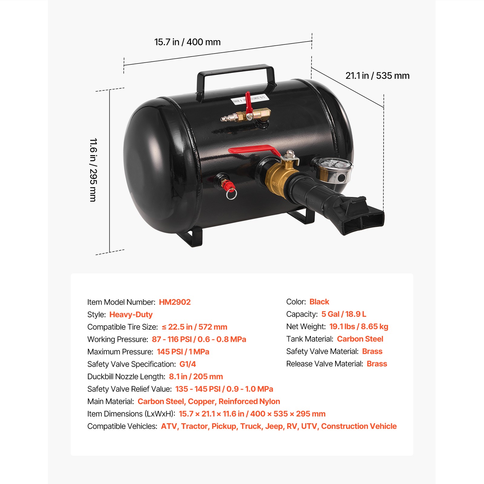 Uimoso 5-Gallon Heavy Duty Air Tire Bead Seater Tool for Quick Inflation