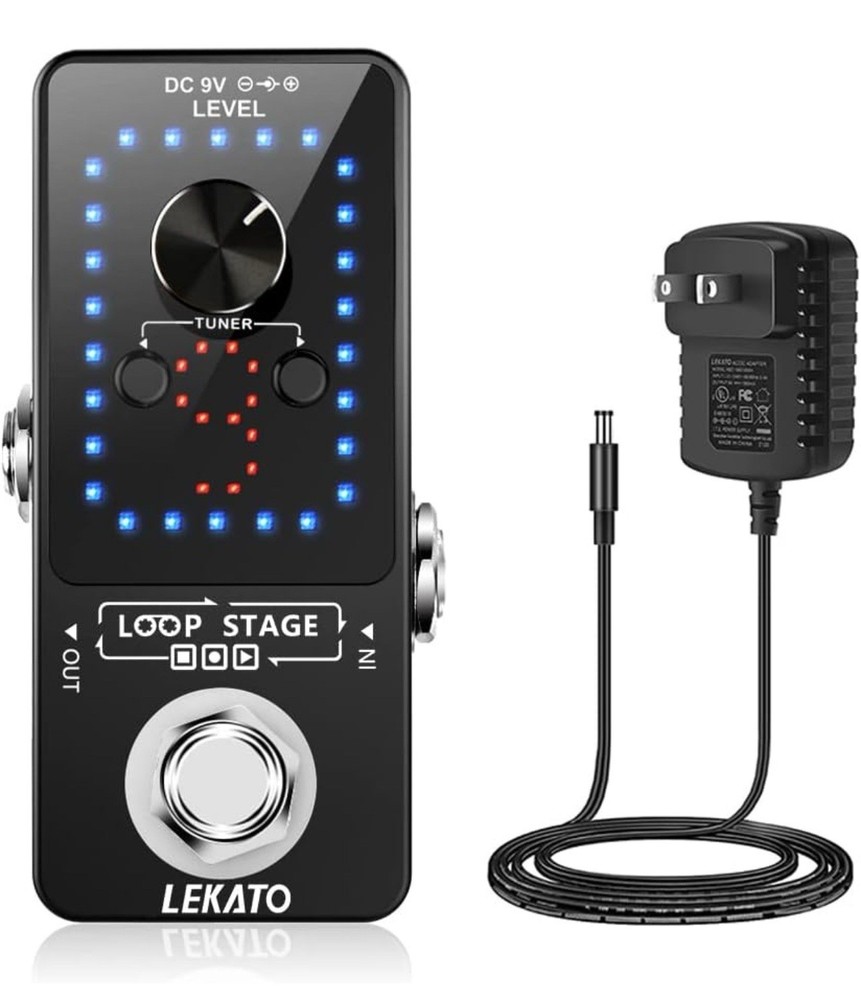 LEKATO Guitar Looper Pedal Effect with Tuner Function 9 Black