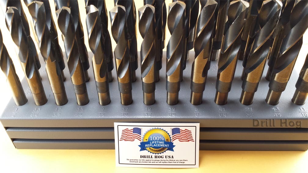 Drill Hog® Silver & Deming Drill Bit Set M7 Index 33 Pc 1/2~1" Lifetime Warranty