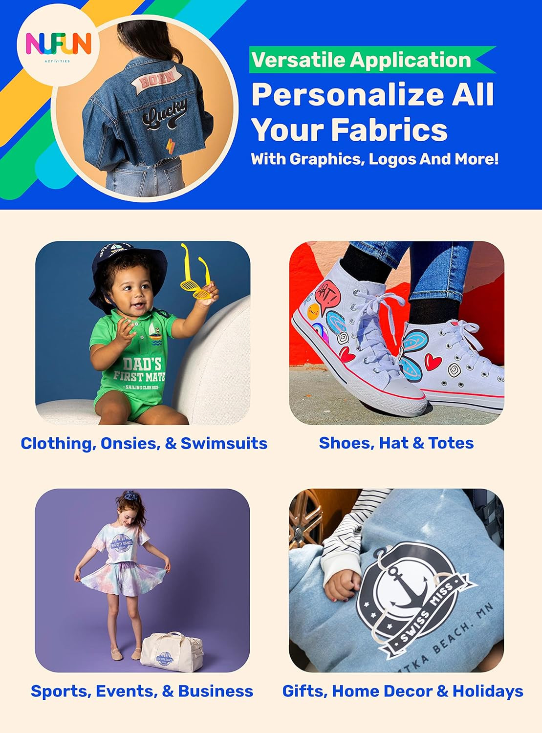 NuFun Activities Printable Iron-on Heat Transfer Paper for T Shirts, Dark Fabric