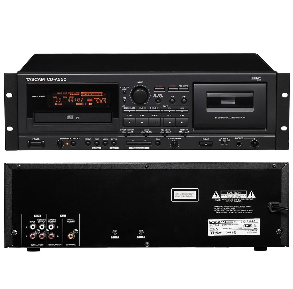 TASCAM CD-A550 Pro CD/MP3 & Reverse Cassette Deck + Remote – Mint, Rack Unit