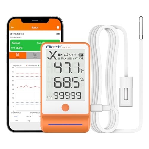 Elitech Bluetooth Thermometer Data Logger Temperature with Shadow Data 100000