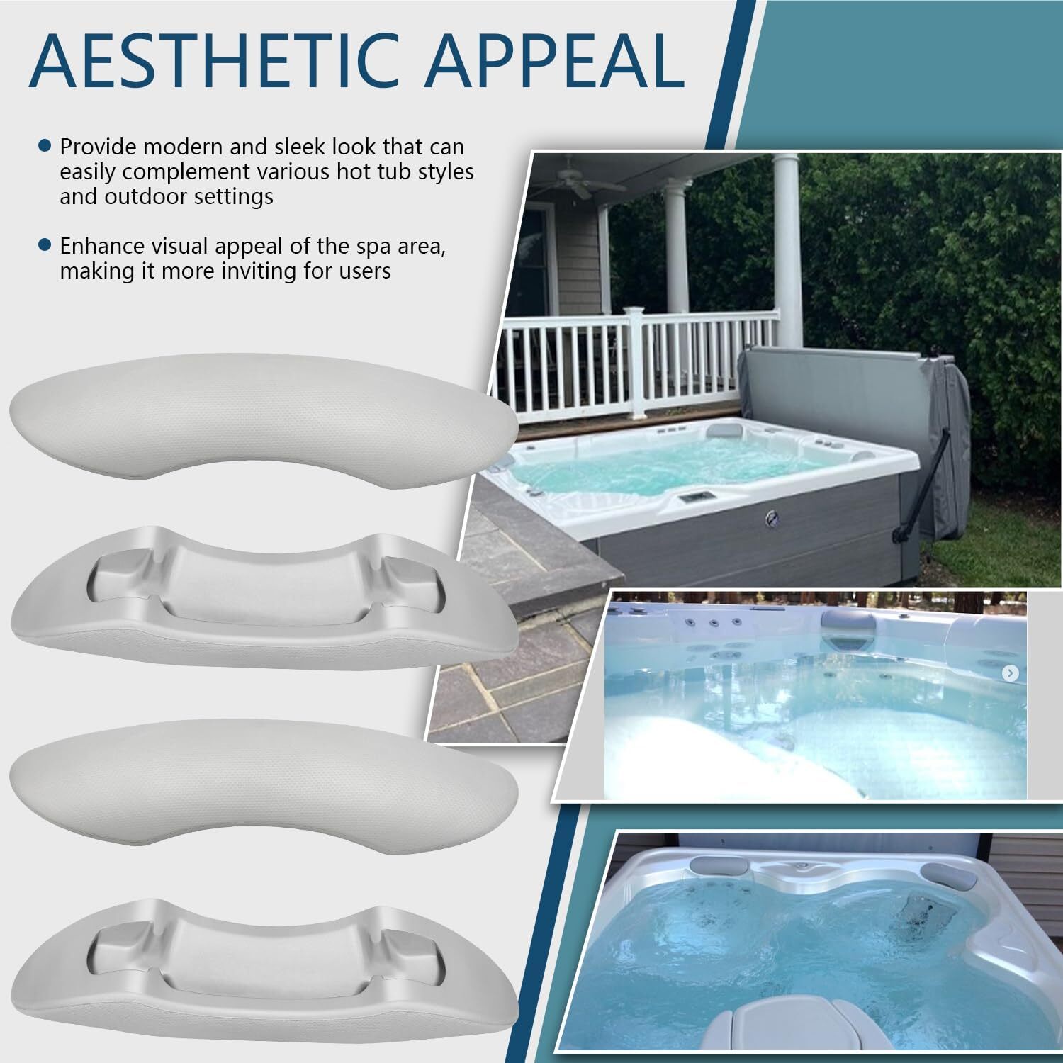 4-Pack 77444 Hot Tub Head Rest Pillows for Hot Spot Relay, Rhythm, SX, Tempo, TX