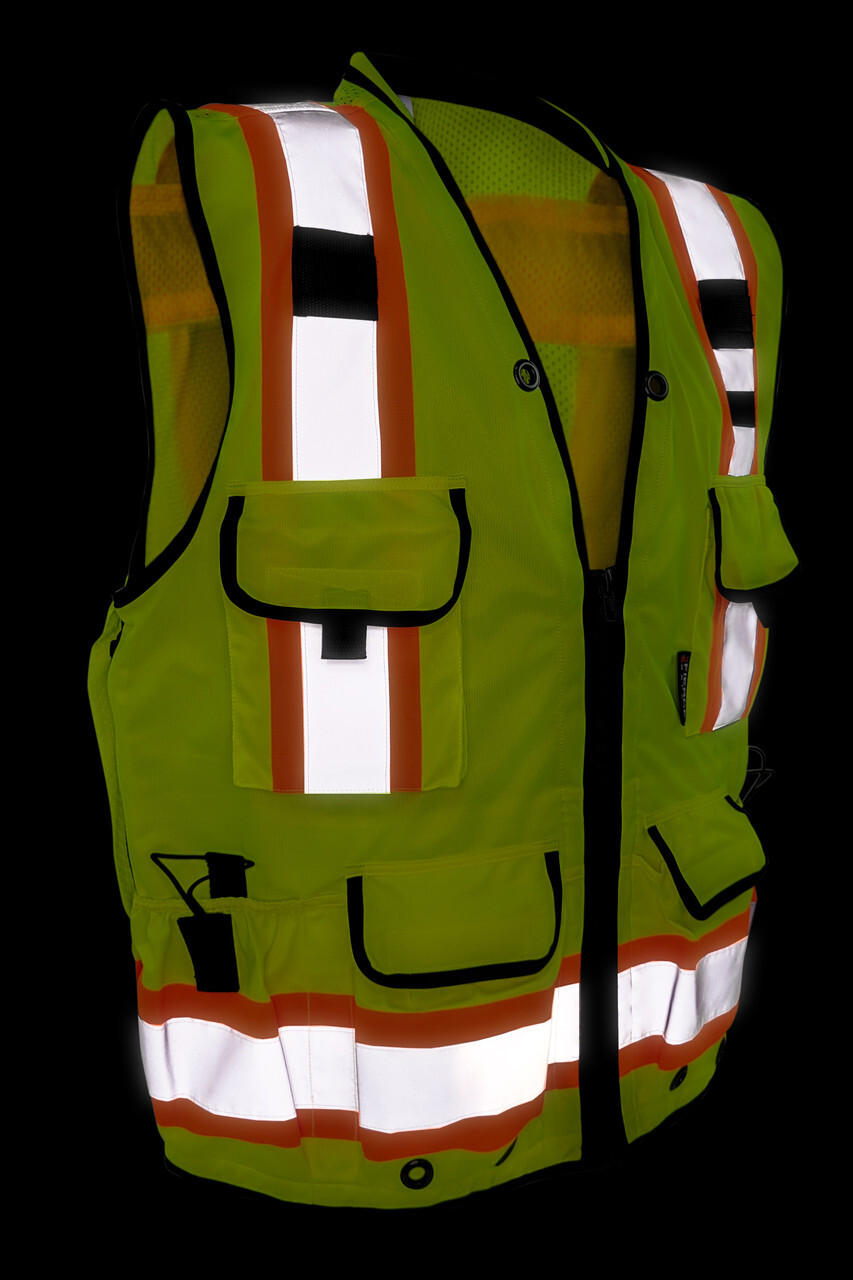 Fierce Safety Class 2 Lime Heavy Duty Vest with Tablet Pockets