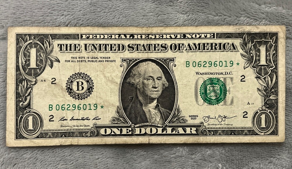 $1 Dollar 2013 Star Note Duplicate Error—DC Printing