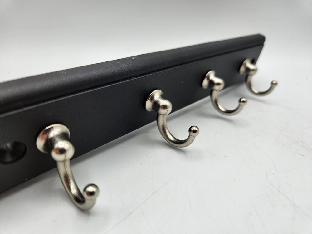 Farberware Wall Mounted Satin Key Hooks - 4 hooks - Black - 8.5"