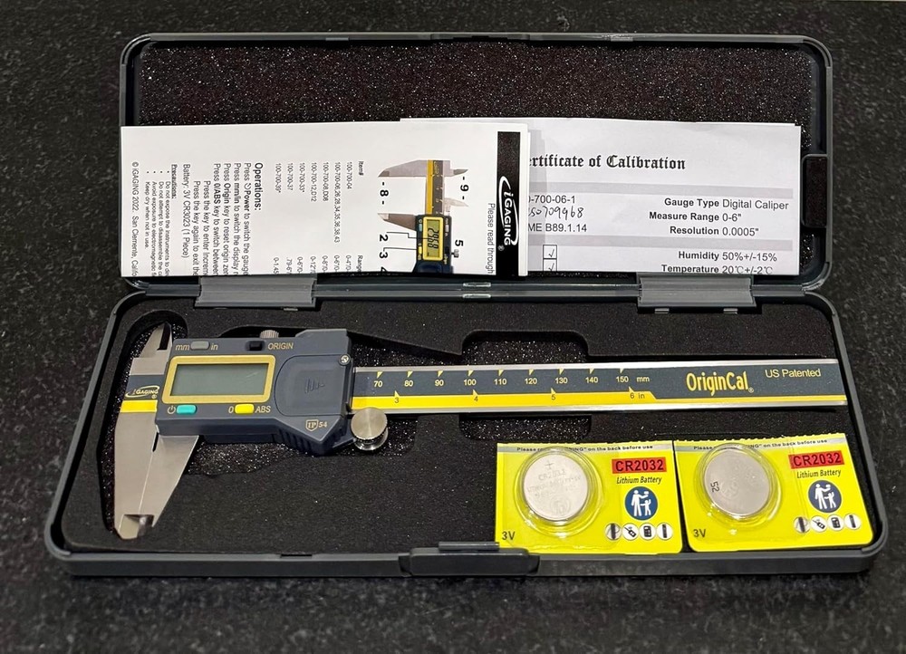 Precision 6" Digital Caliper Absolute Origin Stainless Steel USB Output