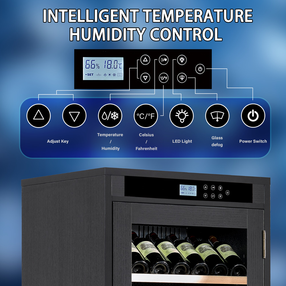 7.6 ft3 LED Touch Screen Display Constant Temperature Black Grape Wine Cooler