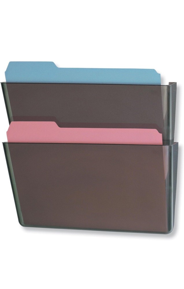 2 Pack Officemate Smoke #21401 Wall Mountable Space-Saving Files