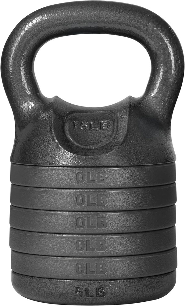Adjustable Kettlebell Set, 20–40 LB Weight Set, Solid Cast Iron Handle with S...