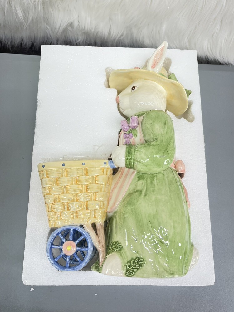 Mud Pie 2001 ceramic bunny basket Easter decor