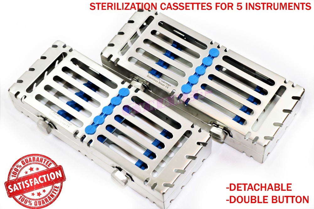 GERMAN GRADE STERILIZATION TRAY FOR 5 INSTRUMENTS DOUBLE BUTTON DETACHABLE 2EA