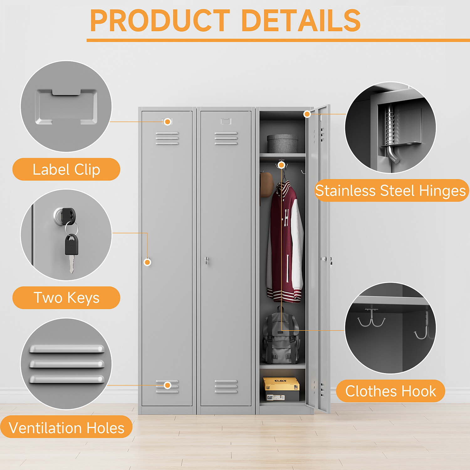 Metal Locker Lockable Storage Cabinet for Office School Use