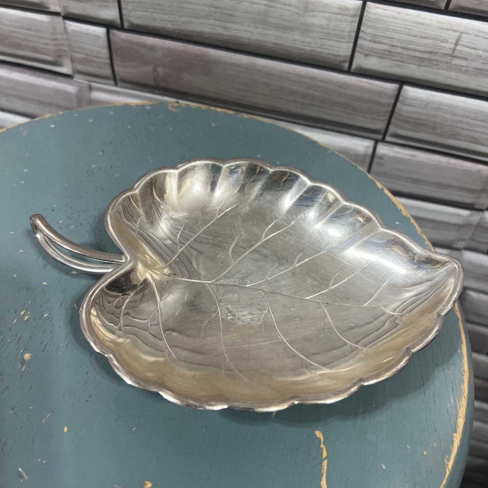 VTG candy dish  Silverplate Tarnish Resistant Made in Western Germany Leaf  Y2K