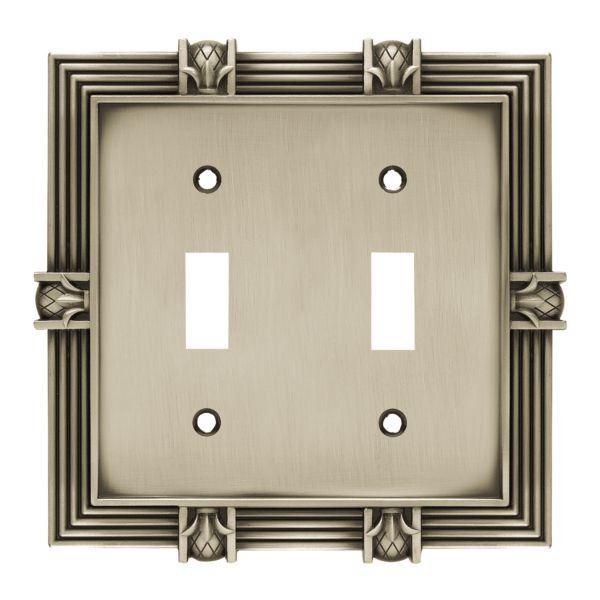 Pineapple Double Switch Plate - Brushed Satin Pewter