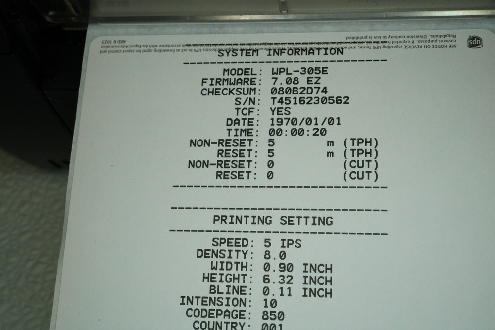 Wasp WPL305E Barcode Label Printer With Power Adapter