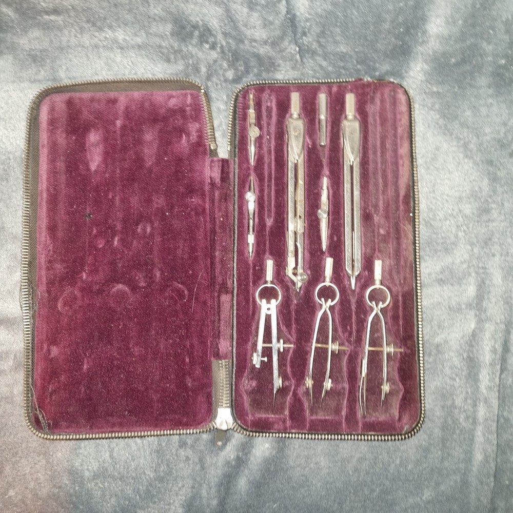 Boxed Vintage Compass / Antique Technical Drawing Set / Engineering Draughtsman