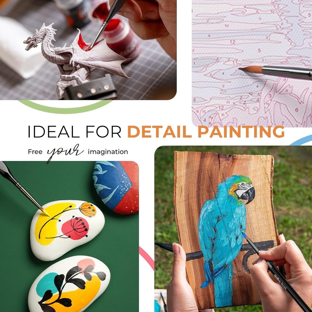 Gift-Ready Miniature Paint Brush Set - Portable & Protective