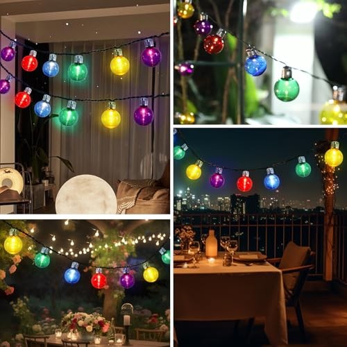 Solar String Lights Outdoor, 7Ft Globe Multicolor String Lights 1 Pack-Colorful
