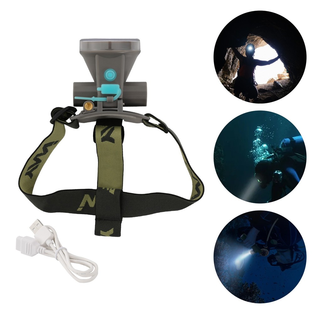 Underwater Headlight Rechargeable LED Diving Headlamp Head-mounted Diving Light~
