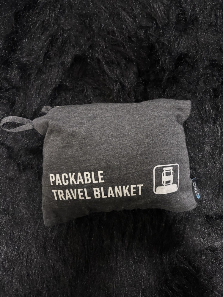 GFORCE Packable Travel Blanket Gray Cotton Blend