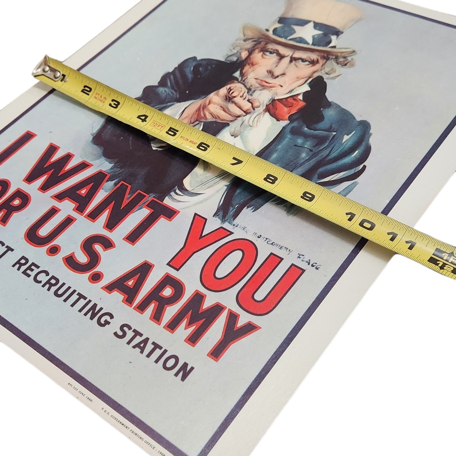 Uncle Sam I Want You For US Army Vintage Recruitment Poster 1968 MINT