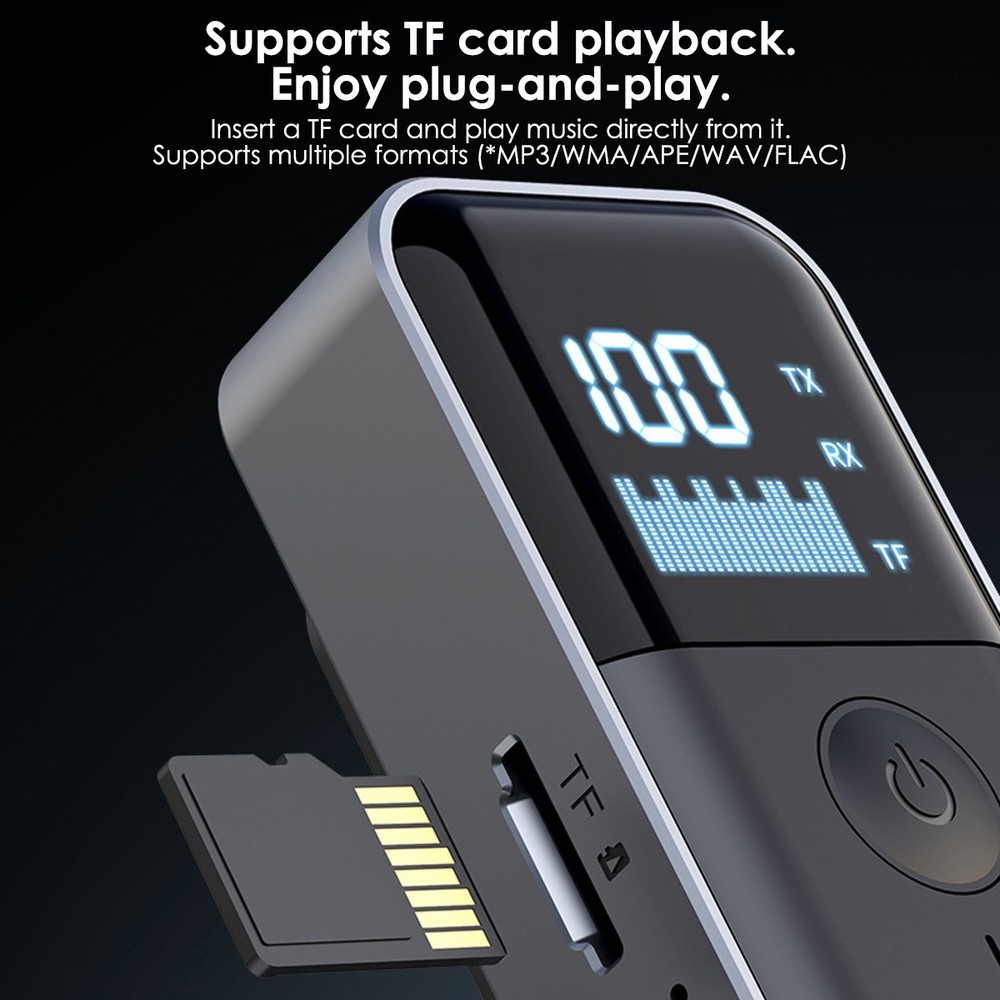 Digital Display Bluetooth 5.4 Audio Adapter TX RX Built-in Battery Type-C Fast