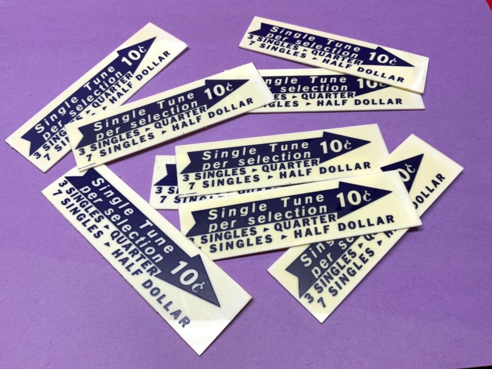 9 Seeburg V200 Jukebox 10 Cent EP Selection Program Drum Pricing Window Inserts