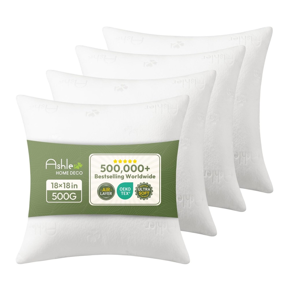 Ashler Throw Pillows Insert- 18x18 Pillow Inserts with Air Layer, Premium Bed...