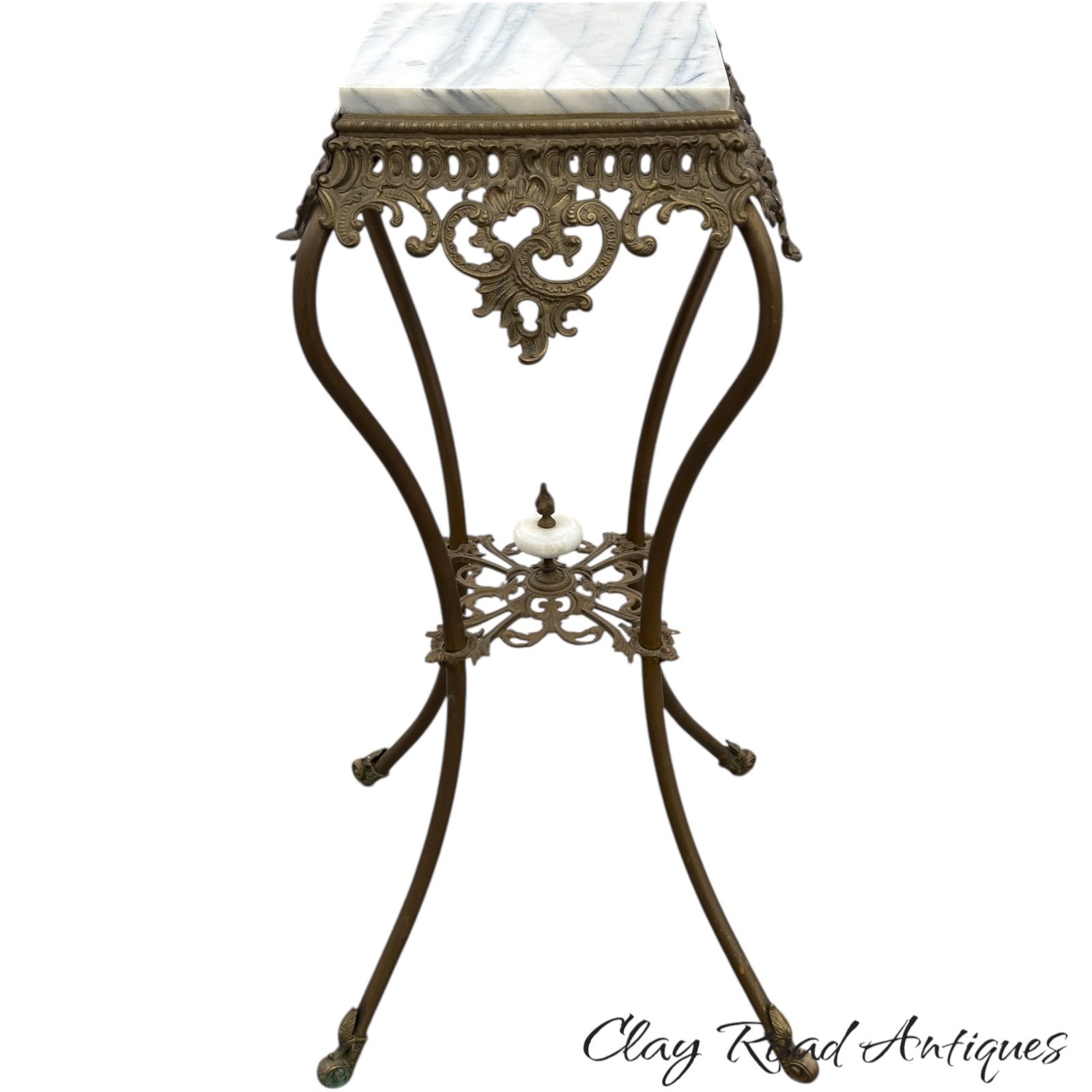 antique victorian bronze ornate marble top plant fern stand pedestal 1890