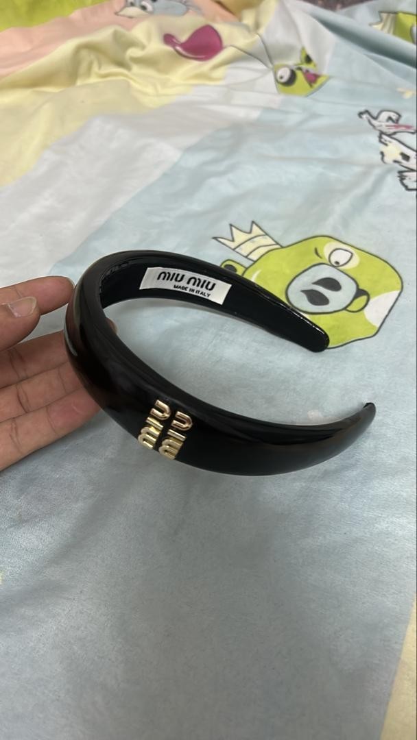 MIUMIU new sweet letters handmade hair band black headband