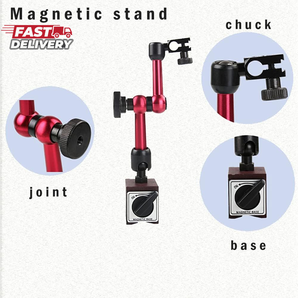 Red Adjustable Magnetic Base Holder for Digital Dial Indicator