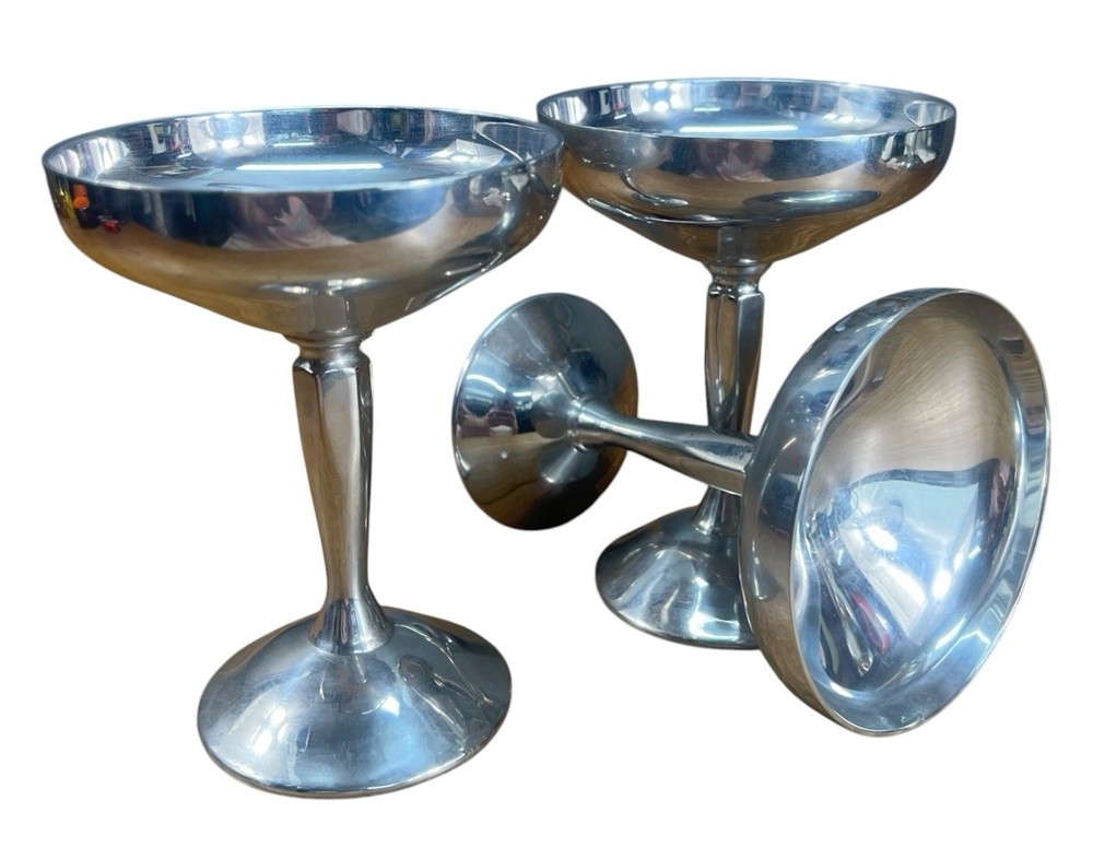 Set of 3 Plator Spain Silverplate Silverstone Champagne/Sherbet Coupe/Goblets