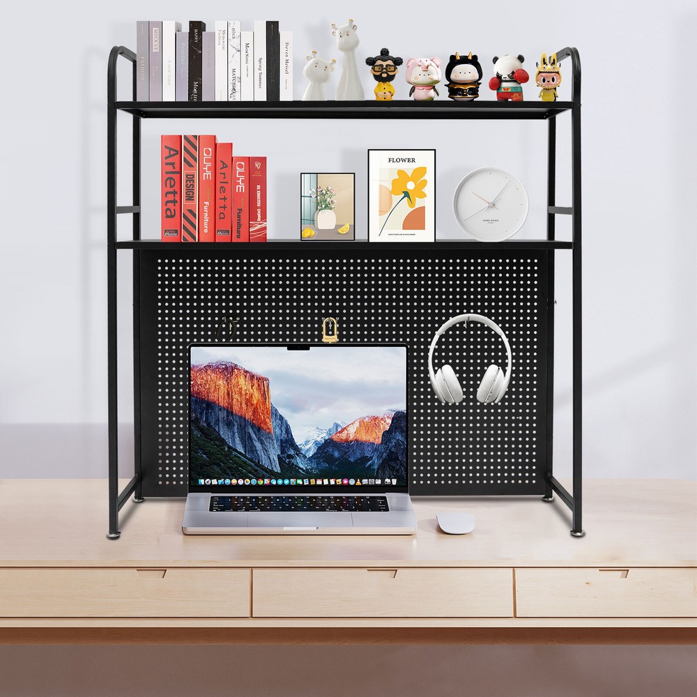 Desktop Bookshelf, Countertop Storage Rack with 2 Shelves for Computer