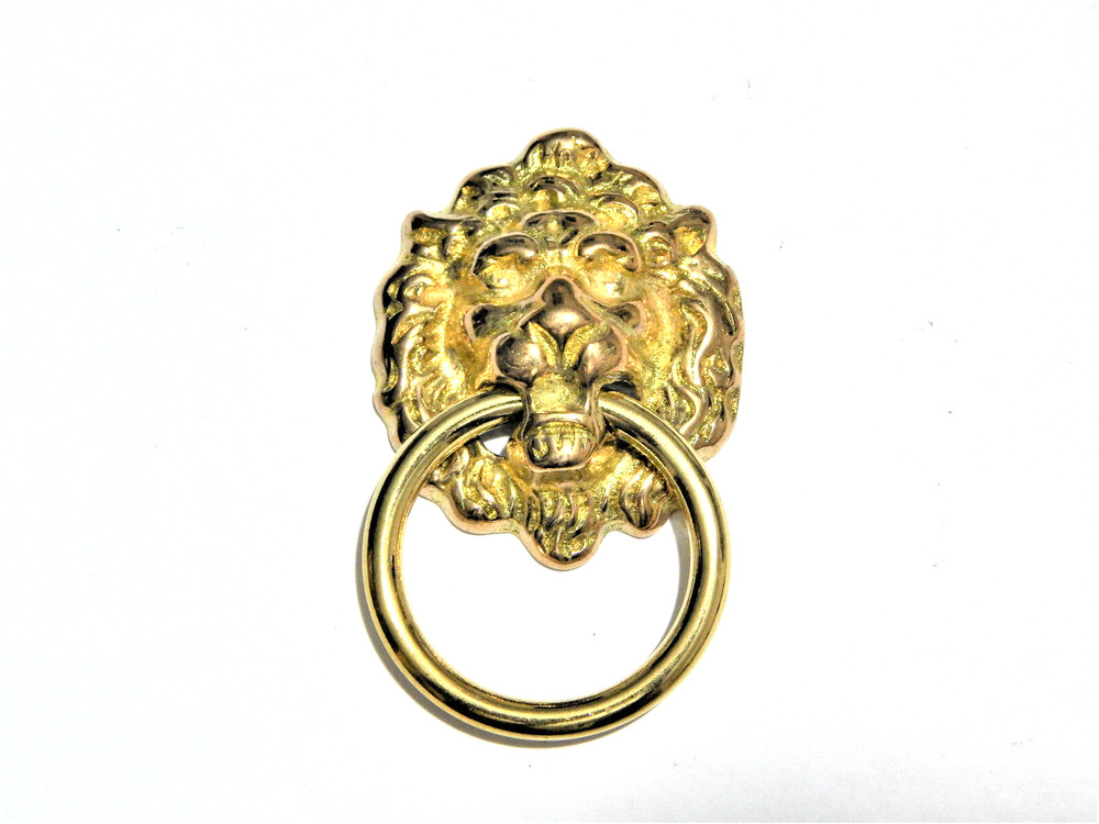 Vintage Drop Ring Drawer Pull Lions Head Solid Brass For and Doors Cabinets