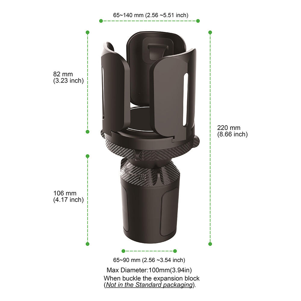 Car Cup Holder Extender with Adjustable Arm & Base For Large Bottles & Mugs