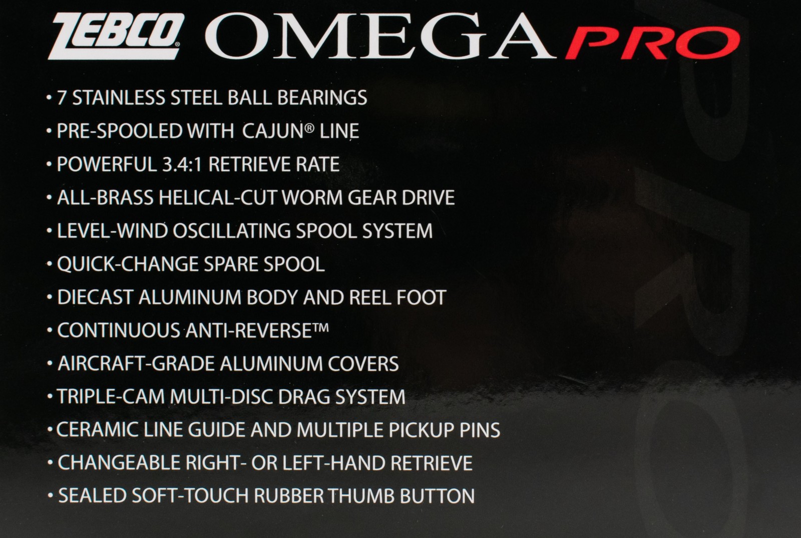 ZEBCO OMEGA PRO 3 Z03PRO 3.4:1 W/10LB LINE 7 BEARING SPINCAST REEL