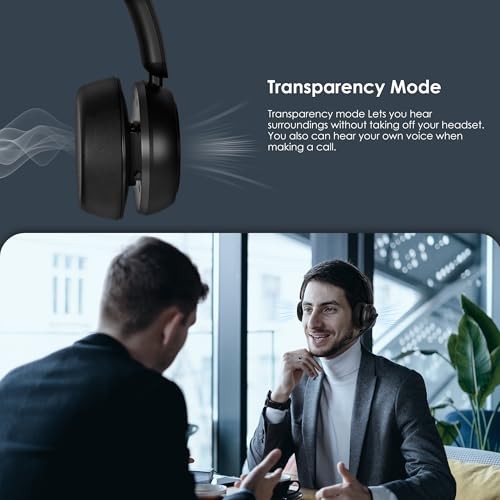 Upgrade ANC & ENC Headset with Microphone for PC, Wireless Headset with Black