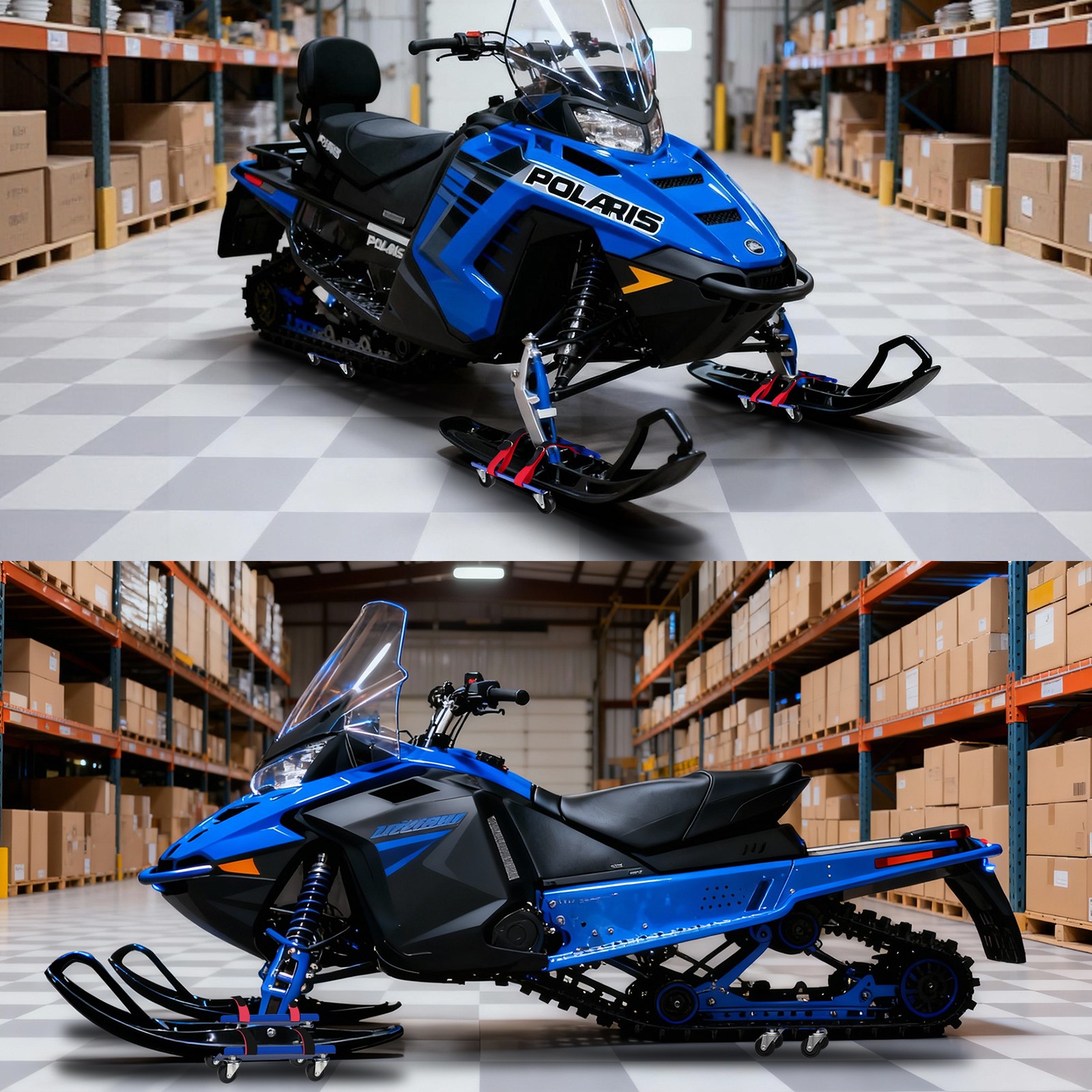 3PCS Snowmobile Dolly System Set 1500 Lbs +12 Wheels Blue