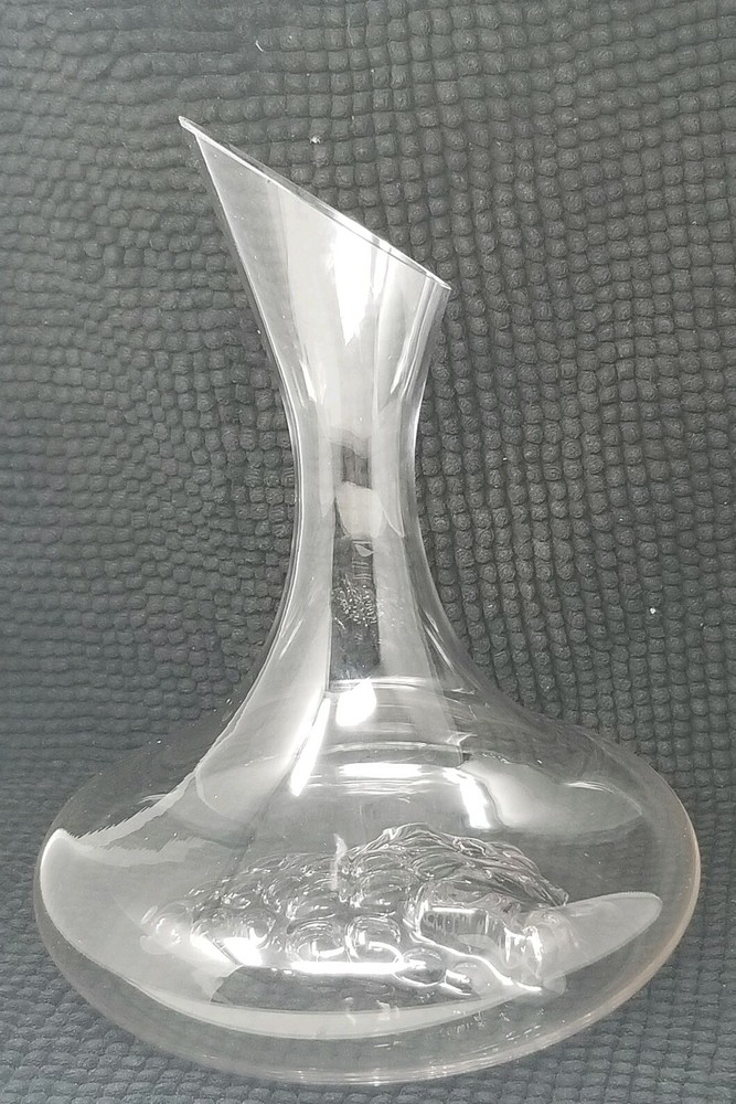 Wide Based Wine Decanter With Raised Grape Design