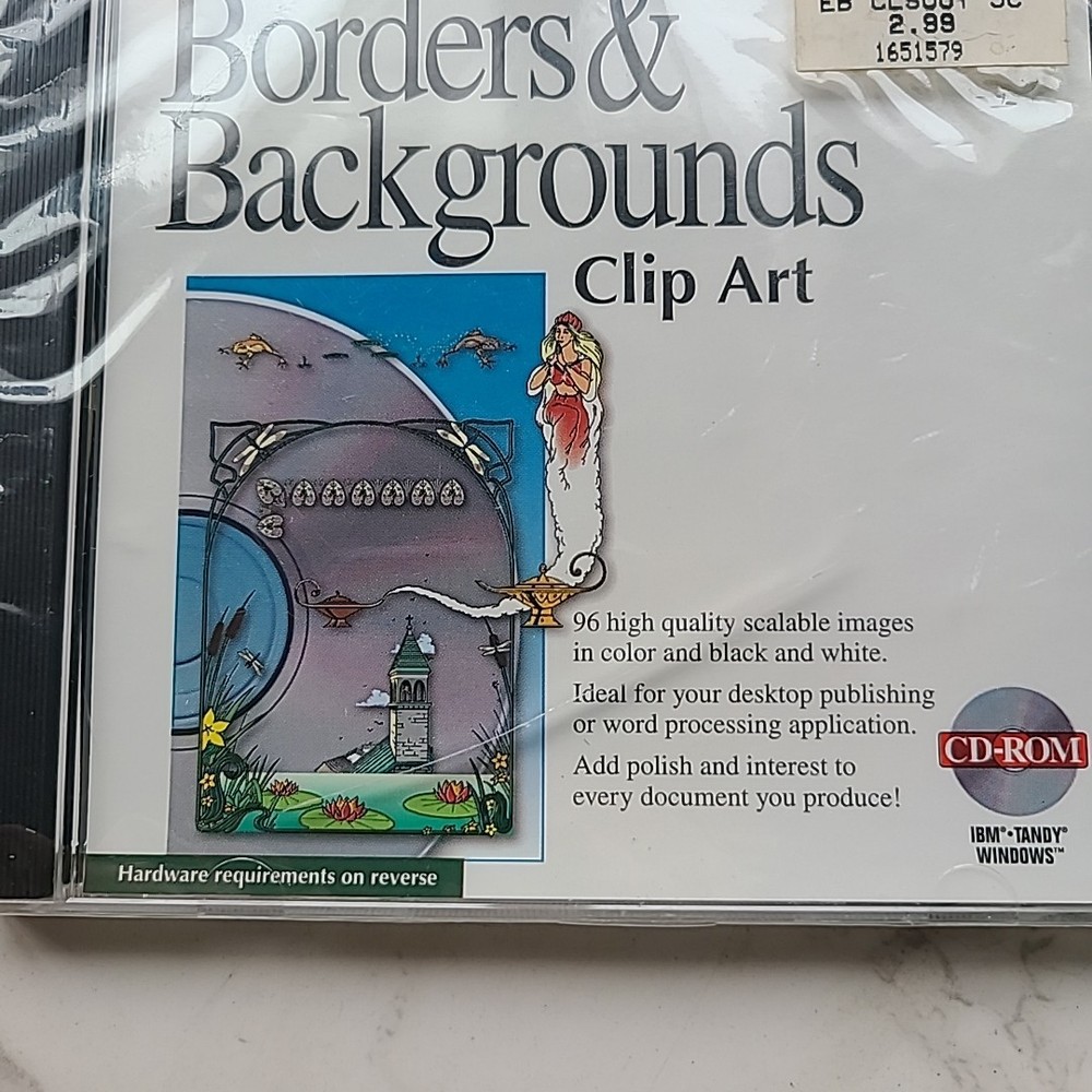 Borders & Backgrounds Clip Art Vintage Software NEW Sealed CD ROM Windows IBM