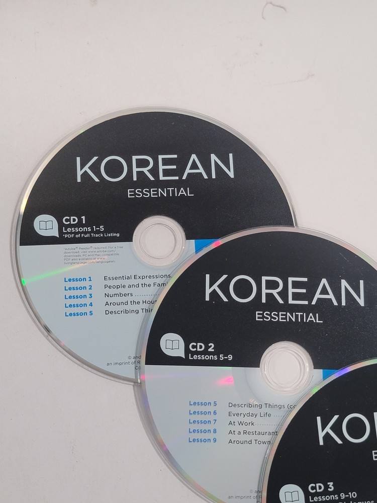 9 Korean Loose Language Audio CDs - Essential, Intermediate, & Advanced