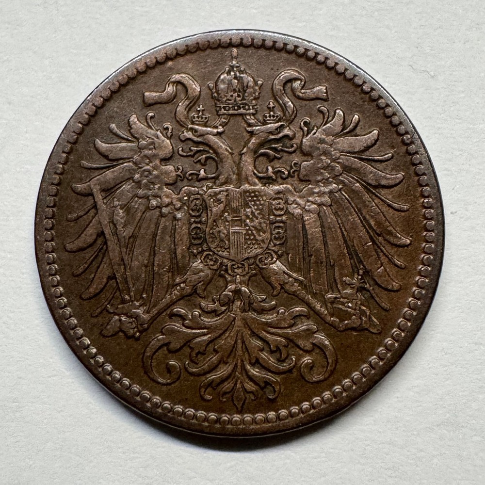 1908 Austria 2 Heller - Coin #D-033