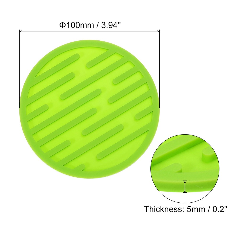 Beverage Coasters, 6pcs - Silicone Coasters for Beverages, Round (Green)