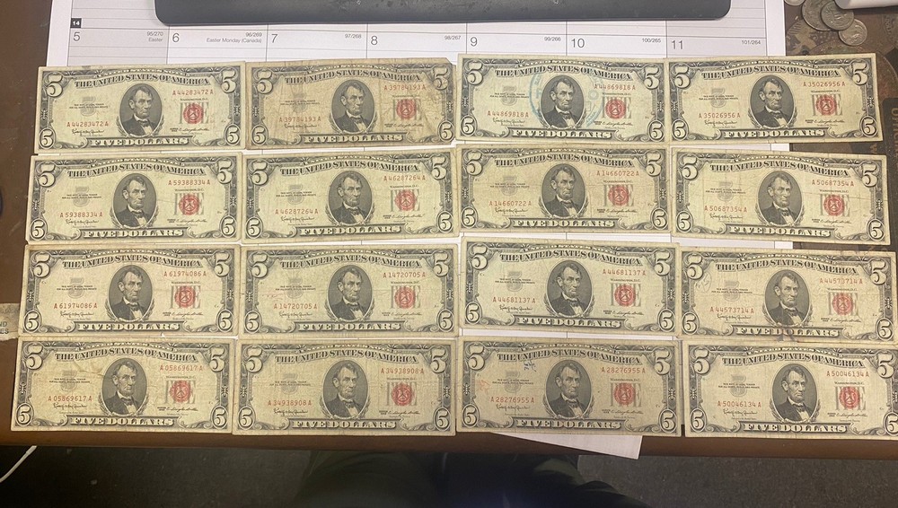 50pcs Red Seal $5 Notes Pack Old U.S Currency****