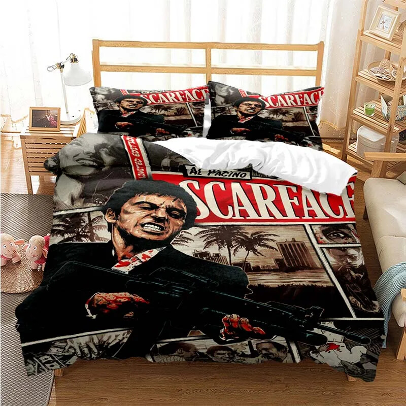 Tony Montana Scarfaces Bedding Set Duvet Cover Pillowcase Bed Kids Adult Home