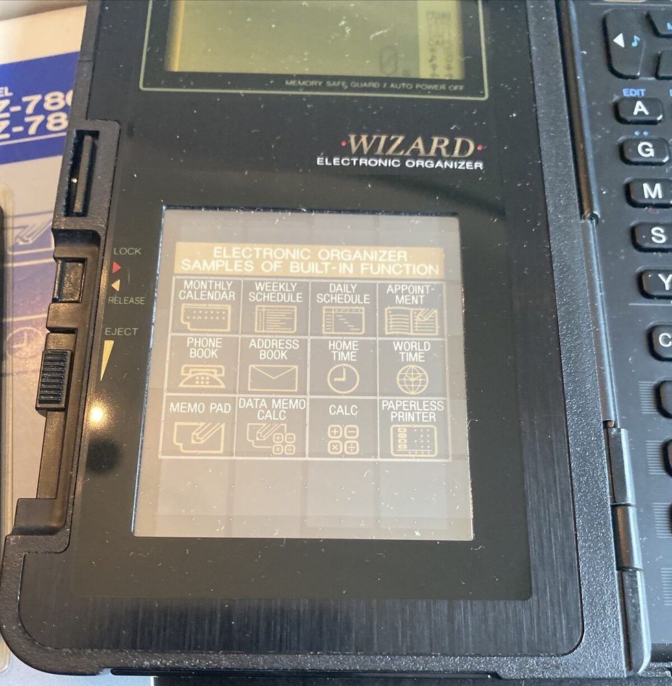 Vtg Sharp OZ-7000 Wizard Electronic Organizer Bundle- Tested Working - New Batts